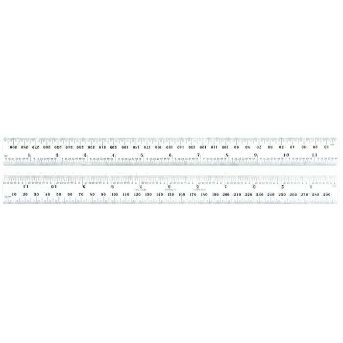 11-3/4" Spring-Tempered Steel Rule 1/32", 1/64"; 1/64", 3/64" Graduation