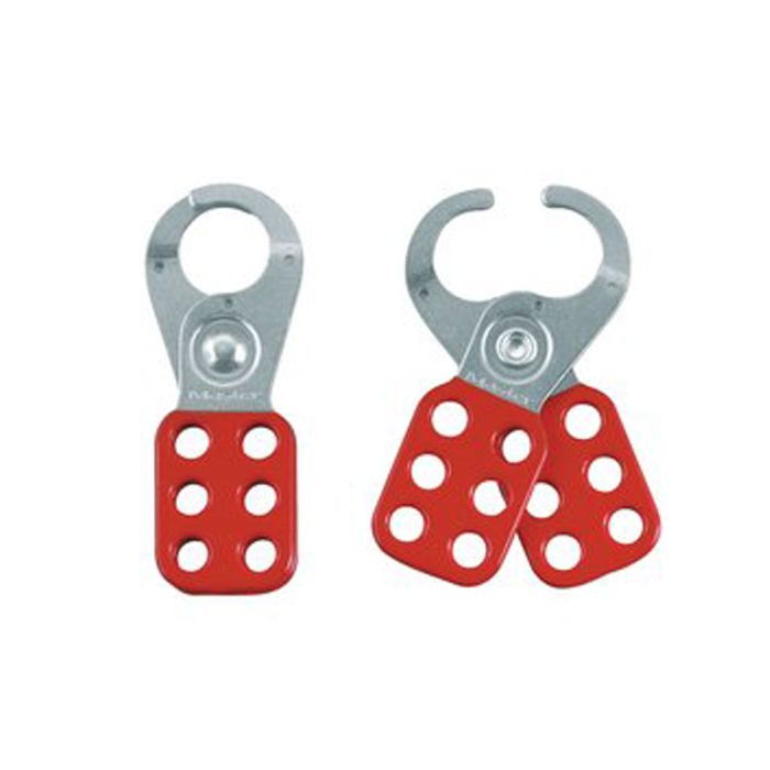 Lockout Hasp: Std Hasp, 1 in Opening Size, Red, 6 Padlocks, 420