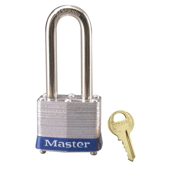 Blue Laminated Steel Safety Padlock, 1-9/16in (40mm) Wide with 2in (51mm) Tall Shackle, Keyed Alike