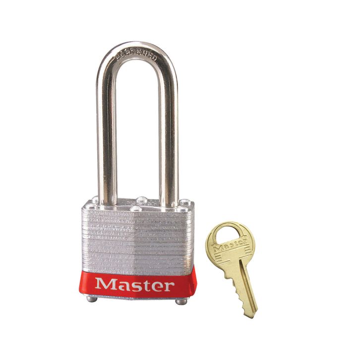 Red Laminated Steel Safety Padlock, 1-9/16in (40mm) Wide with 2in (51mm) Tall Shackle, Keyed Alike