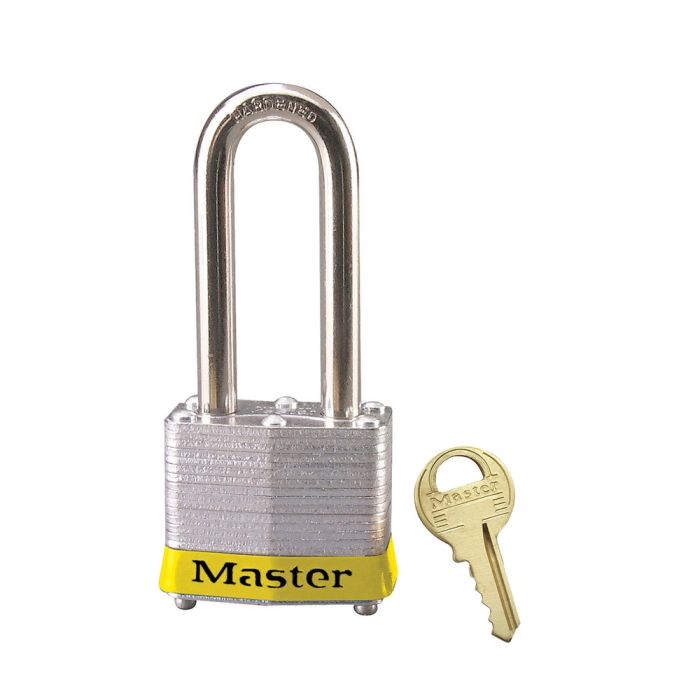 Yellow Laminated Steel Safety Padlock, 1-9/16in (40mm) Wide with 2in (51mm) Tall Shackle