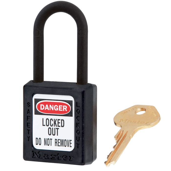 Black Dielectric Zenex Thermoplastic Safety Padlock, 1-1/2in (38mm) Wide with 1-1/2in (38mm)