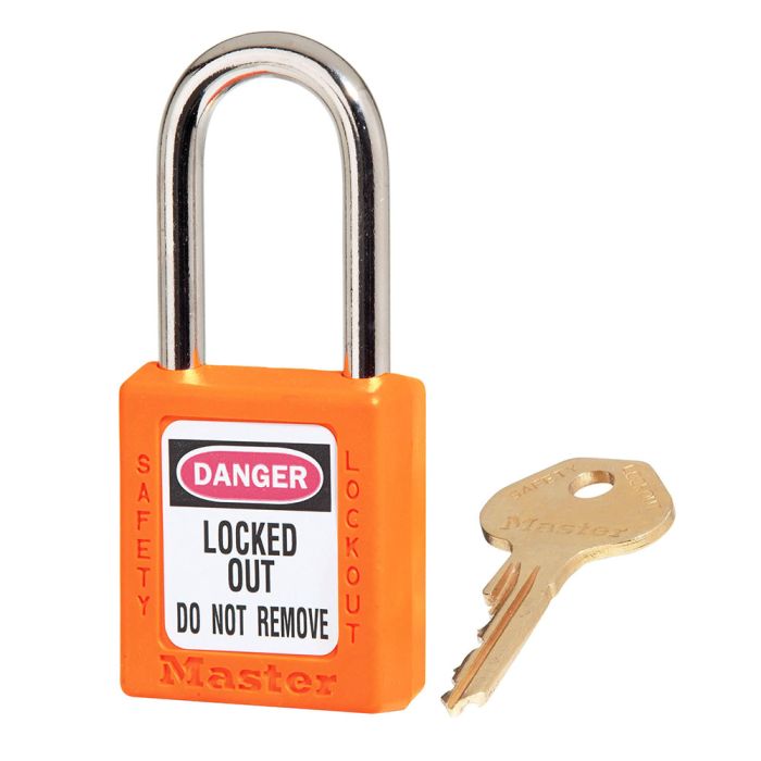 Orange Zenex Thermoplastic Safety Padlock 1-1/2in (38mm) Wide with 1-1/2in (38mm) Tall Shackle