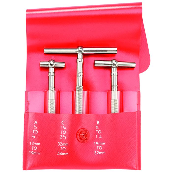 Telescoping Gauge Set: 3 Pieces, 1/2 in to 2 1/8 in Range, 2.625 in Max Measuring Dp