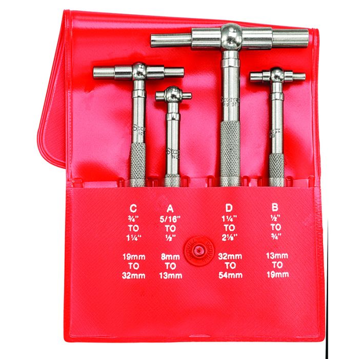 Telescoping Gauge Set: 4 Pieces, 5/16 in to 2 1/8 in Range, 2.375 in Max Measuring Dp