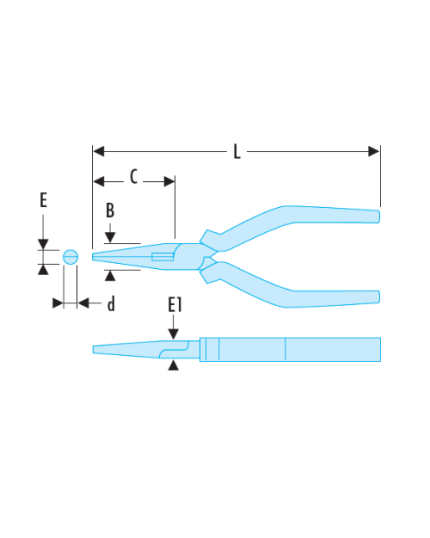 185A-195A.VE - 1,000 Volt Insulated Long Half-Round Nose Pliers