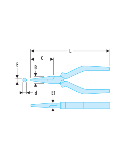 193A.16CPE - Half Round Nose Plier, 160Mm