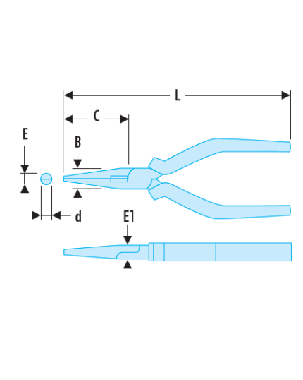 195A. - Pliers With Half-Round Nose Bent