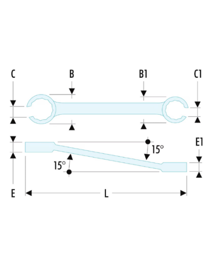 42 - Metric 15° Hinged Flare Nut Wrench