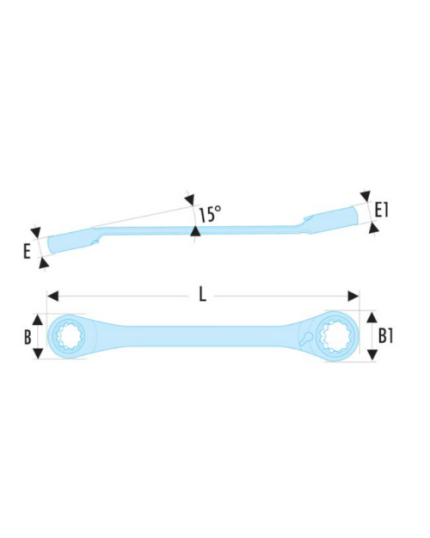 65 - 15° Hinged Ratchet Ring Wrench