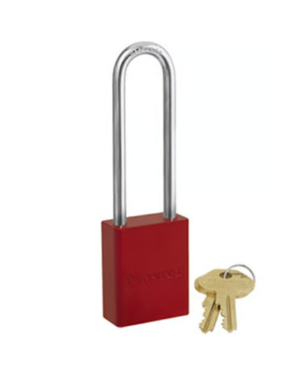 Safety Series Padlock Aluminum Body 1-1/2-Inch Wide Body 1/4-Inch Diameter Shackle Red