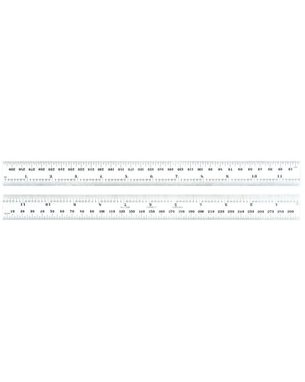 11-3/4" Spring-Tempered Steel Rule 1/32", 1/64"; 1/64", 3/64" Graduation