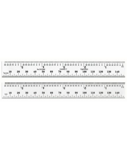 5-3/4" Spring-Tempered Steel Rule 1/32", 1/64"; 1/64", 3/64" Graduation