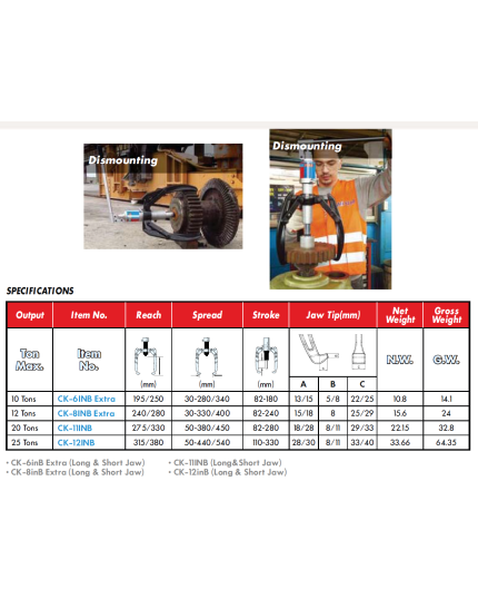 CK-12IN, 25 Ton Cobra Jaw Hydraulic Puller