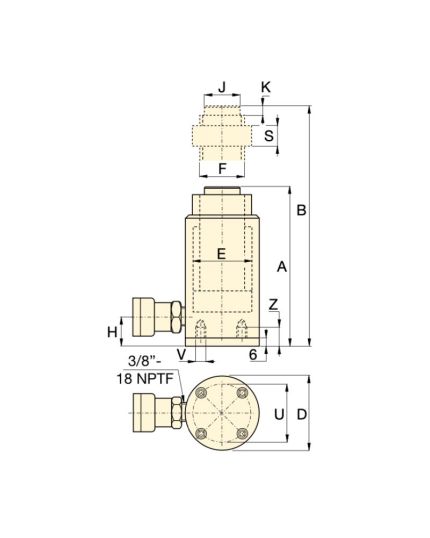 Aluminum Lock Nut Hydraulic Cylinder