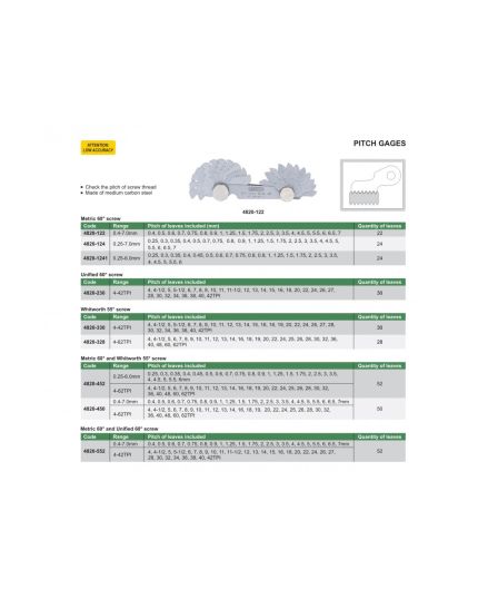 0.25mm - 6mm Metric Thread Pitch Leaf Gauges