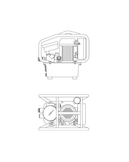 2 Stage Electric Pump, Single Port, c/w 10k PSI Gauge