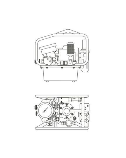 2 Stage Pneumatic Pump, Single Port, c/w 10k PSI Gauge