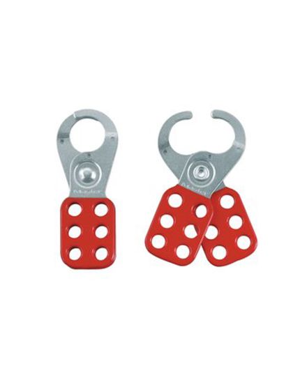 Lockout Hasp: Std Hasp, 1 in Opening Size, Red, 6 Padlocks, 420