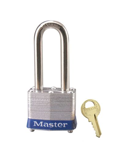 Blue Laminated Steel Safety Padlock, 1-9/16in (40mm) Wide with 2in (51mm) Tall Shackle, Keyed Alike