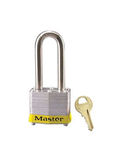 Yellow Laminated Steel Safety Padlock, 1-9/16in (40mm) Wide with 2in (51mm) Tall Shackle