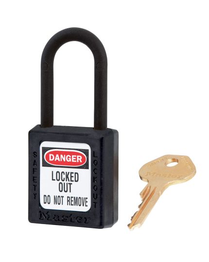 Black Dielectric Zenex Thermoplastic Safety Padlock, 1-1/2in (38mm) Wide with 1-1/2in (38mm)