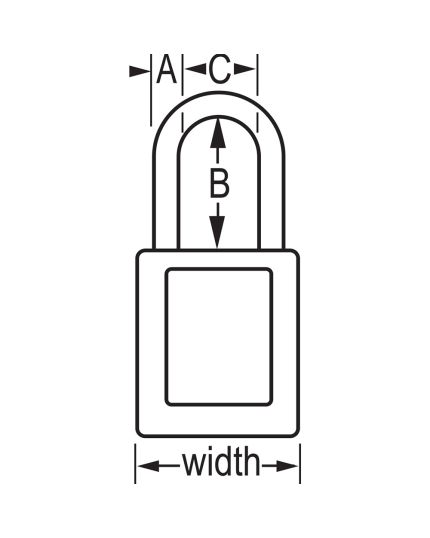 Black Zenex Thermoplastic Safety Padlock, 1-1/2in (38mm) Wide with 1-1/2in (38mm) Tall Shackle