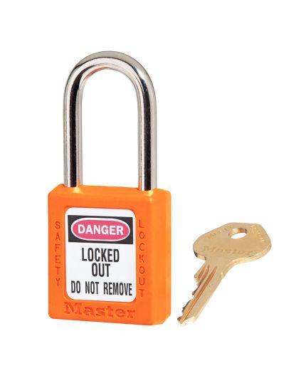 Orange Zenex Thermoplastic Safety Padlock 1-1/2in (38mm) Wide with 1-1/2in (38mm) Tall Shackle