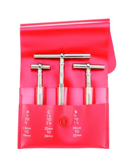 Telescoping Gauge Set: 3 Pieces, 1/2 in to 2 1/8 in Range, 2.625 in Max Measuring Dp