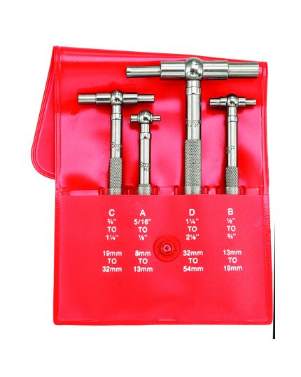 Telescoping Gauge Set: 4 Pieces, 5/16 in to 2 1/8 in Range, 2.375 in Max Measuring Dp