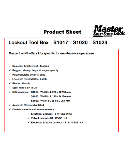 Personal Lockout Toolbox 20 INCH