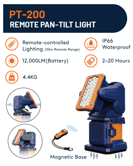 PT-200 Remote Control Pan-tilt Light, IP66