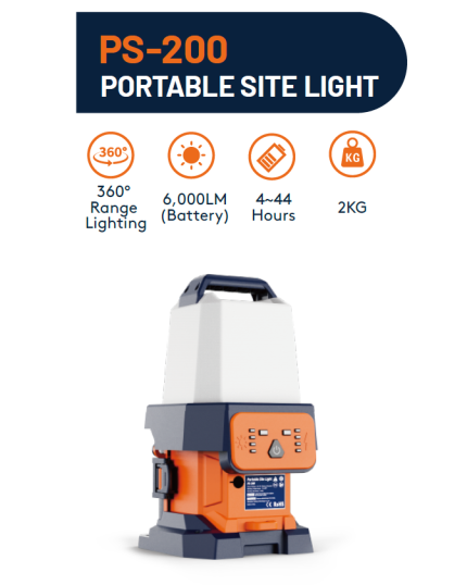 PS-200 Portable Site Light, IP {66, 360°  Lighting