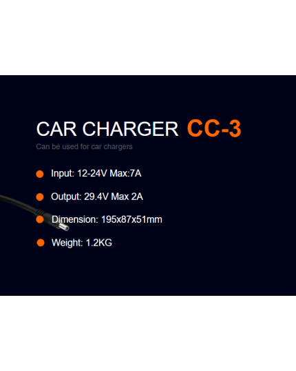 CC-3 Car Charger to Charge D24 Series Battery