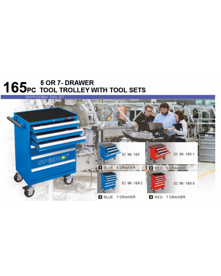 165 pcs 5 OR 7 - Drawer Tool Trolley with Tool Sets -3