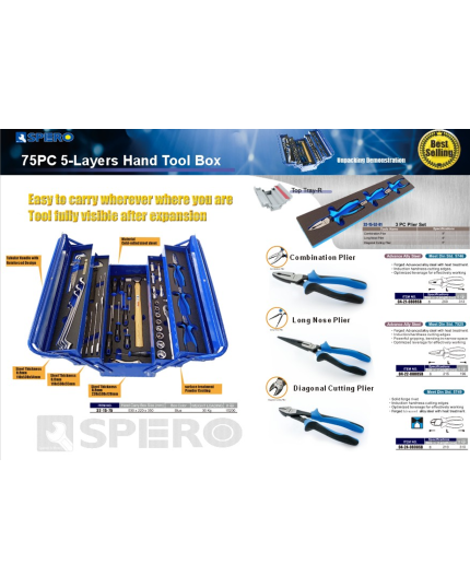 75 pcs 5-Layers Hand Tool Box