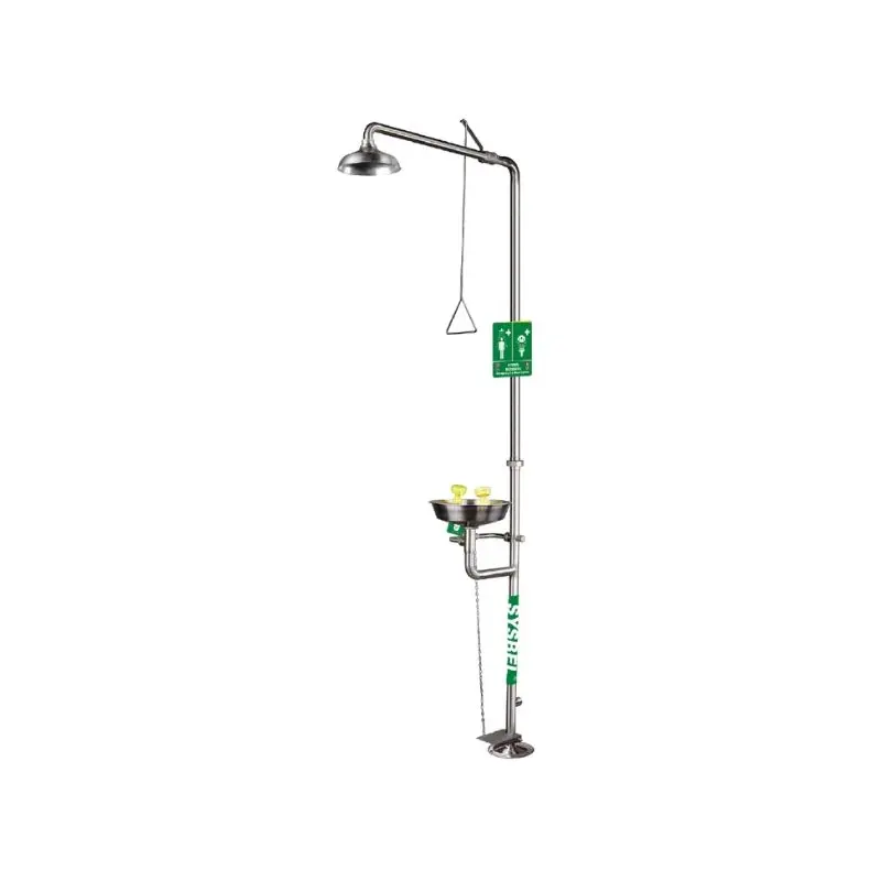 COMBINATION DRENCH SHOWER AND EYE FACE WASH STAINLESS STEEL 304SS ANSI Z358.1-2014