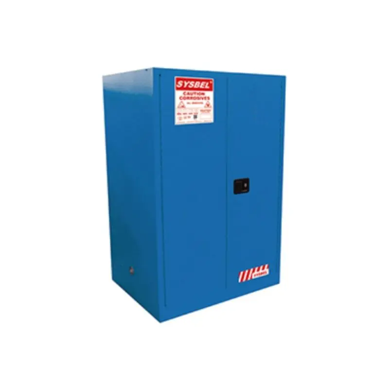 SAFETY CORROSIVE CHEMICAL - COLOUR : BLUE - CAP : 90GAL/340LTR - SIZE : 165H X 109W X 86D CM - DOUBLE DOOR/MANUAL/2SHELV