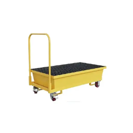 [SPM222] MOBILE STEEL SPILL PALLET 2 DRUMS, 48GAL/180L 102 X 125 X 70CM