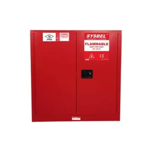 [WA810300R] FLAMMABLE CABINET (RED) 2 DOOR MANUAL/SELF-CLOSE - CAPACITY : 30GAL - SIZE : 112x109x46cm