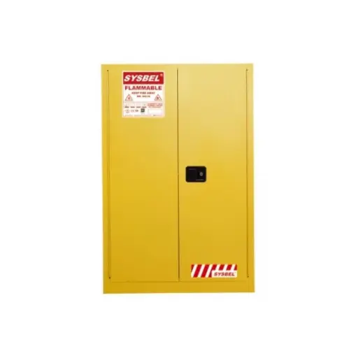 [WA810450] SAFETY FLAMMABLE CABINET - COLOUR : YELLOW - CAP : 45GAL/170LTR - SIZE : 165H X 109W X 46D CM - DOUBLE DOOR/MANUAL/2SHEL