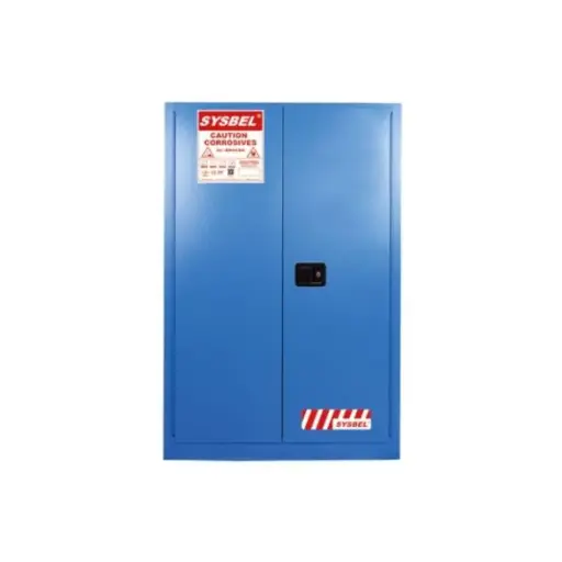 [WA810600B] SAFETY CORROSIVE CABINETS - COLOUR BLUE - CAP : 60GAL/227L - SIZE : 165H X 86W X 86D CM - DOUBLE DOOR/MANUAL/2SHELVES