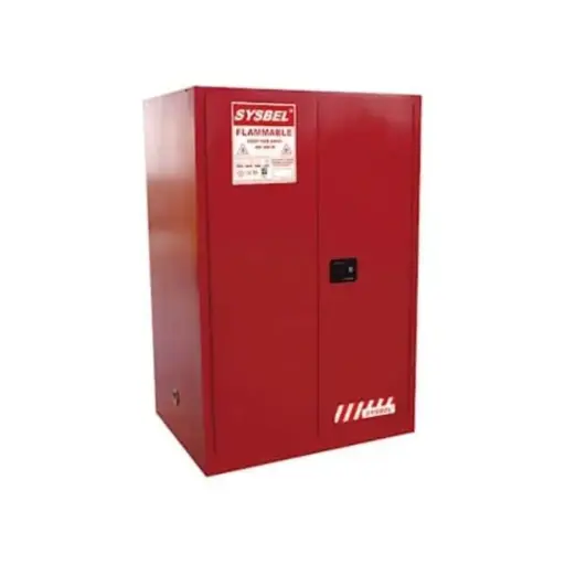 [WA810600R] SAFETY COMBUSTIBLE CHEMICAL - COLOUR : RED - CAP : 60GAL/227LTR - SIZE : 165H X 86W X 86D CM - DOUBLE DOOR/MANUAL/2SHELV